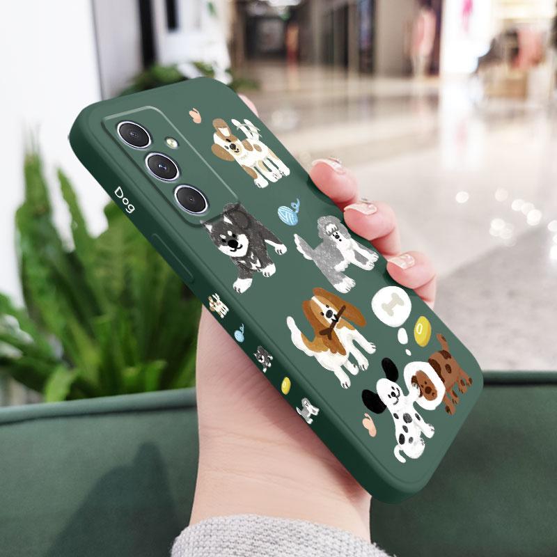 

Chalk Drawing Dog Phone Case For Samsung Galaxy A37 A57 Liquid Silicone Cover Samsung A37 темно-зеленого