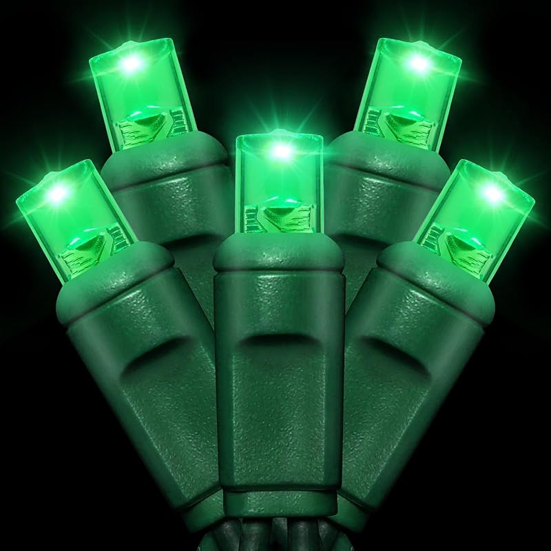 25ft 50 Counts Multi LED Christmas Lights - Commercial Grade Multi Christmas Lights Outdoor Waterproof,LED Lights 5mm Wide Angle Green Wire, Xmas