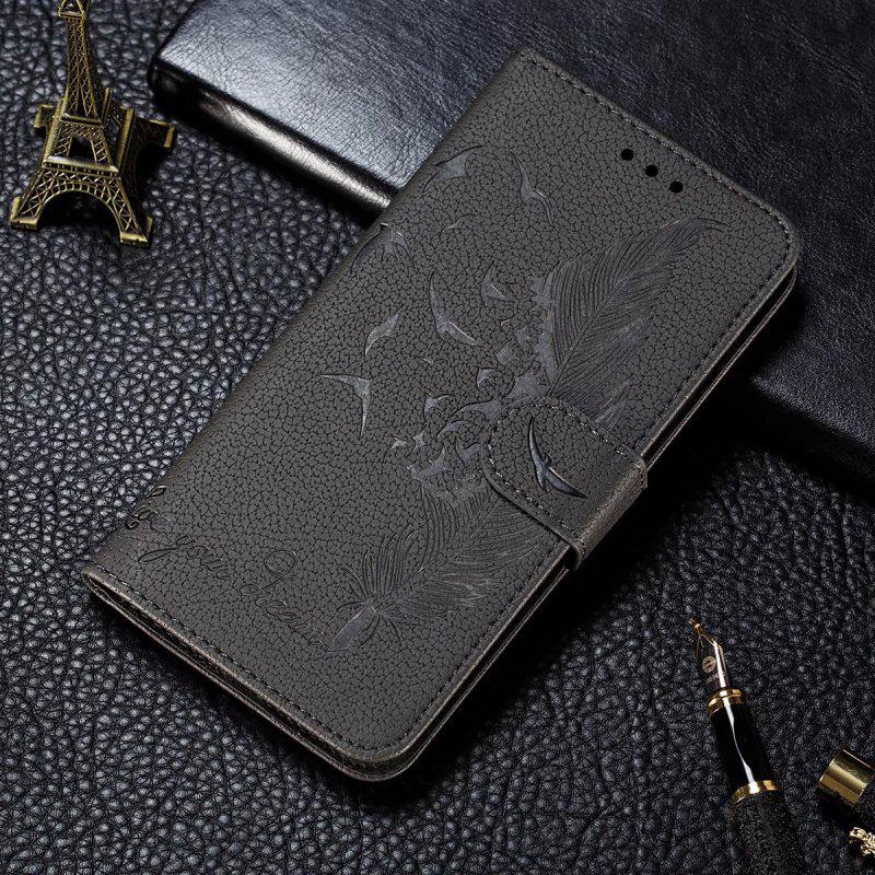 Lychee Feather Leather Case for iPhone 14 - Protective Cover with Card Slot - Flip Design for iPhone 13.
