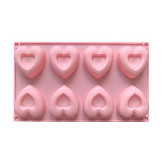Heart Shape Silicone Mold 8-Cavity Chocolate Cake Soap Candles Mold Flexible Easy Release Baking Mold Kitchen Home Bakery Restaurant Cooking Tools