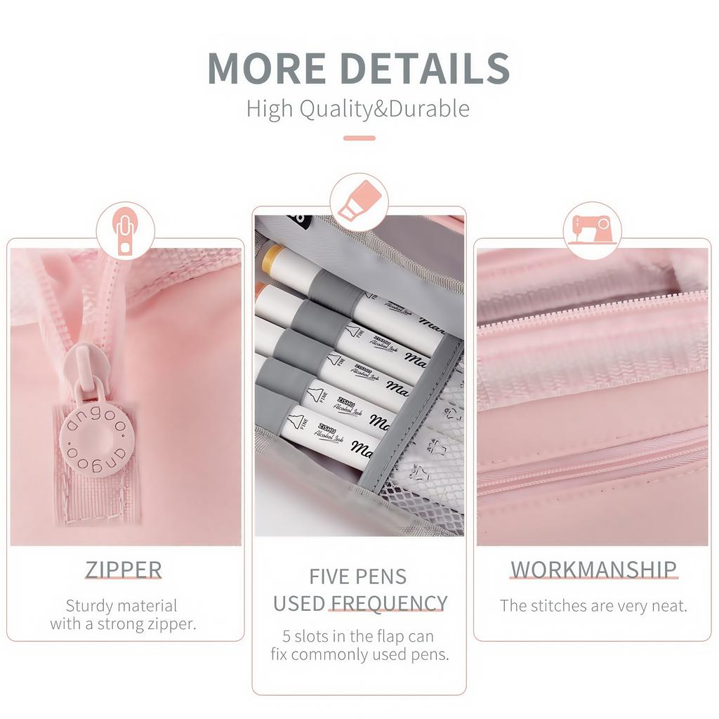 Large Capacity Portable Pencil Case Multi-Compartment Oxford Cloth Pencil Case Office Stationery Storage Desktop Organization