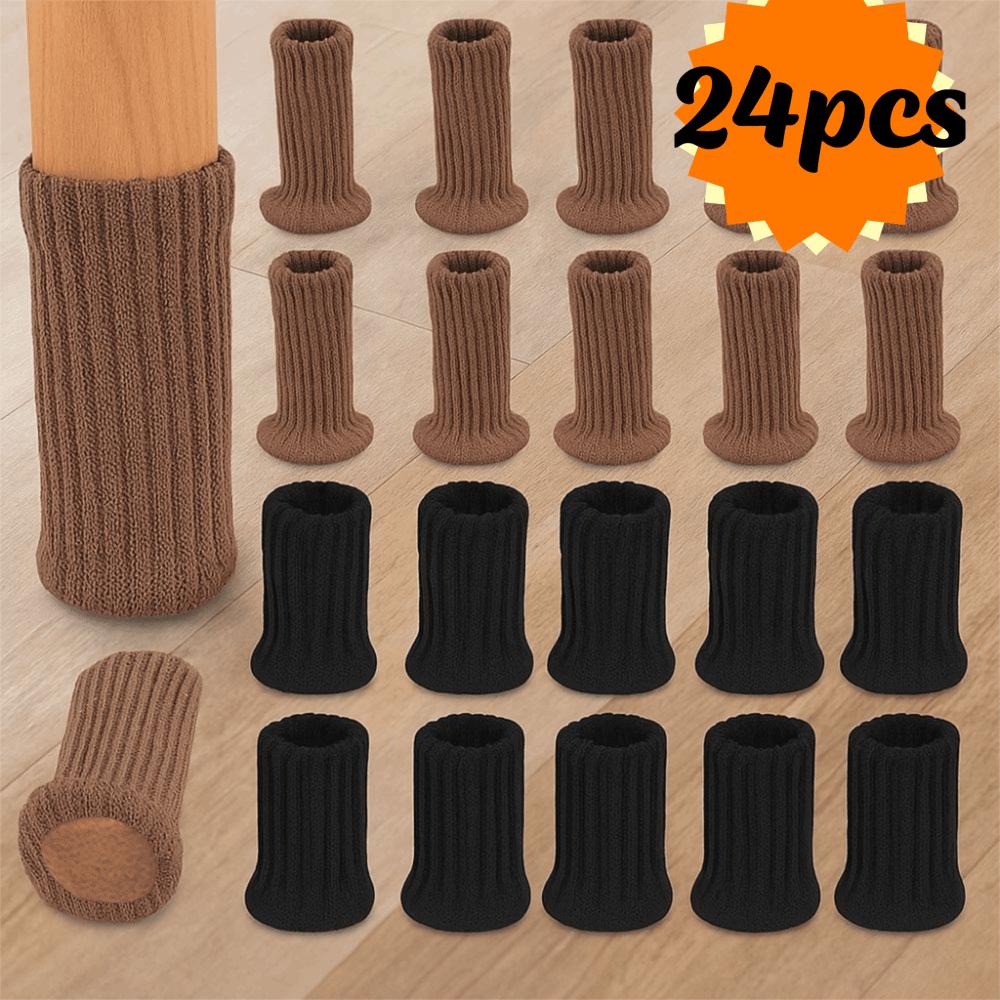 24Pcs Anti-Slip Knitted Furniture Legs Sock Silent Floor Protector Chair Feet Cap  Building