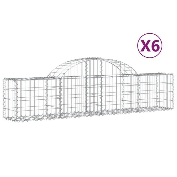 VidaXL Arched Gabion Baskets 6 Pcs 200x30x40/60 Cm Galvanized Iron, Gabion, Gabion Cage, Gabion Wall Basket, Wall 3146051