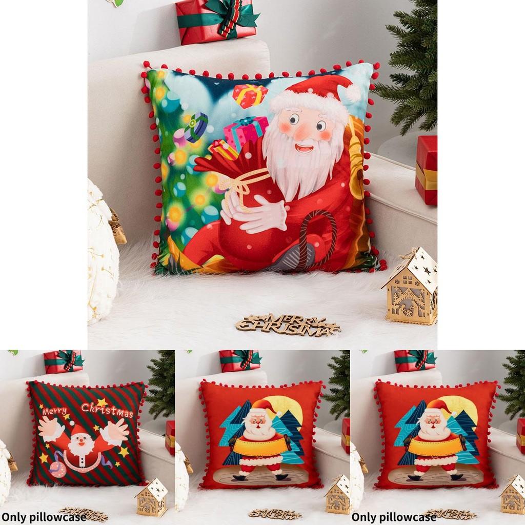 Cute Cartoon Character Throw Pillow Cover For Christmas Festive Home Dcor 45x45cm