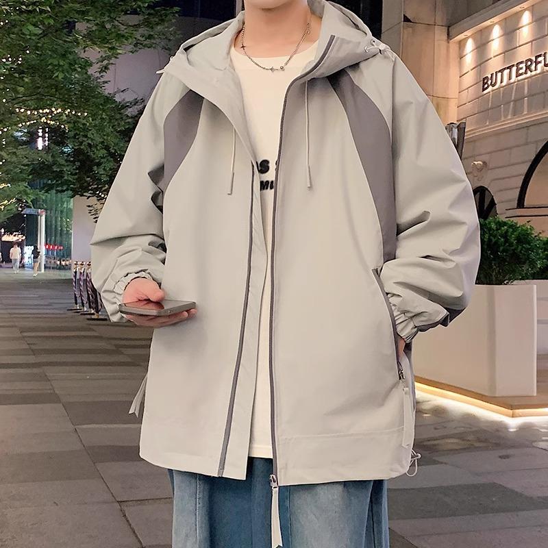 New Jacket Men's Spring and Autumn Casual Hooded American Loose Autumn Suit