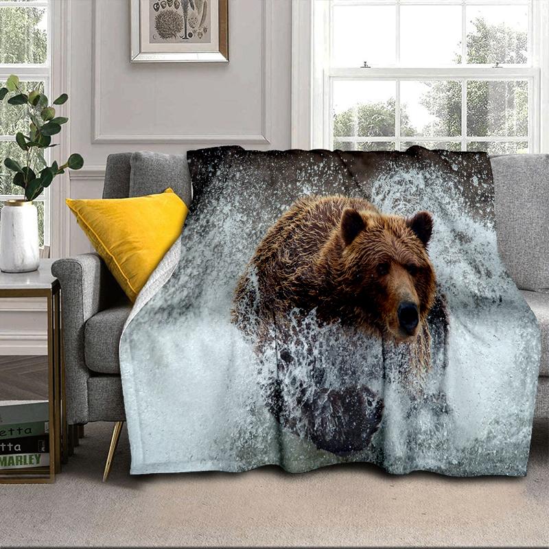 Autumnal Bear Family Scene Blanket Flannel Blanket Throw Blanket Sofa Cover Blanket Soft Premium Blanket Picnic Blanket Tv Blanket Gifts