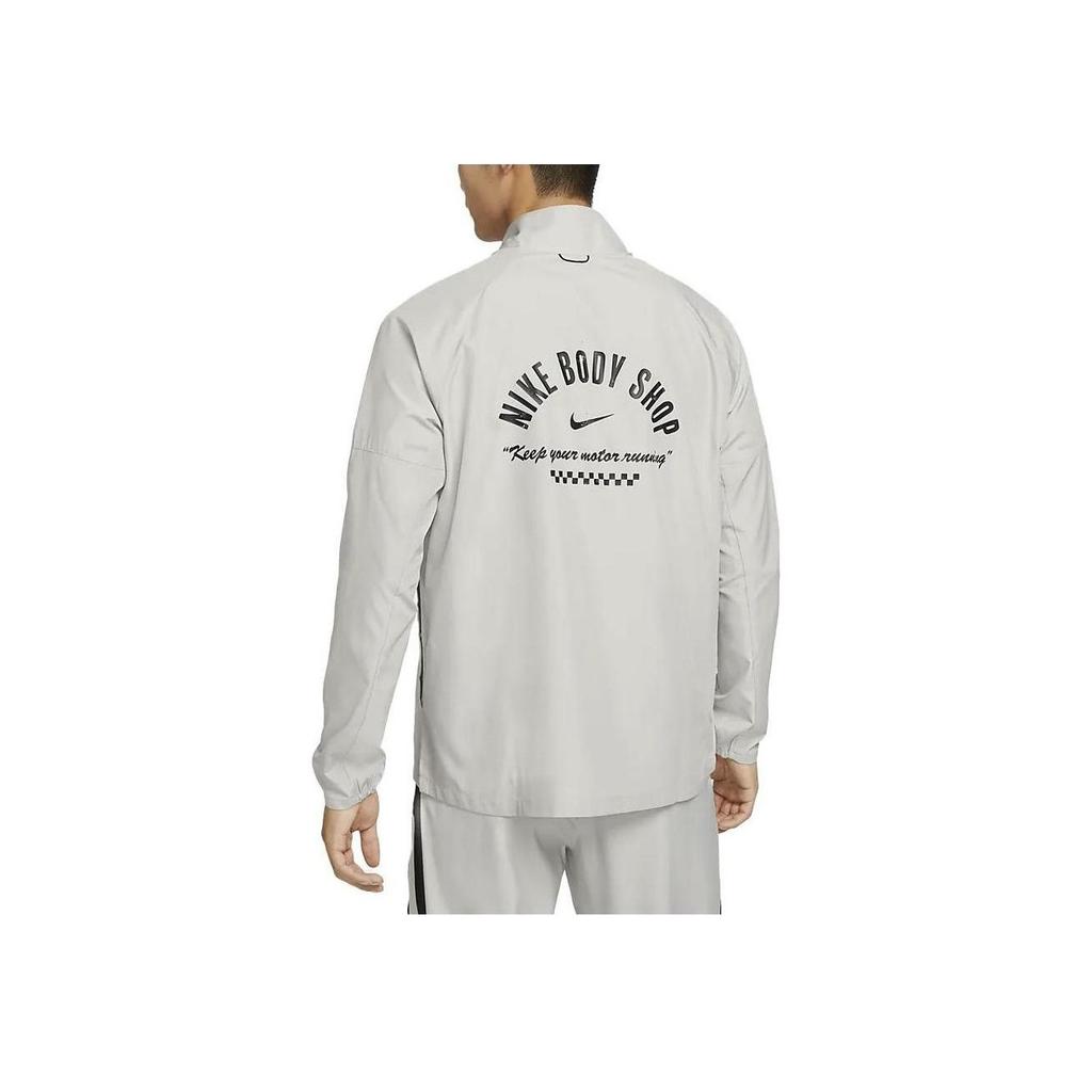 Nike Dri-Fit Logo Pattern Windbreaker Jacket Men Outerwear Gray DV9820-012