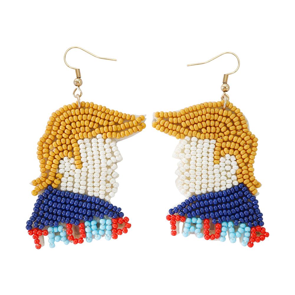 

Trump Dangle Earrings Handmade Seed Bead ear hooks boho earrings for women