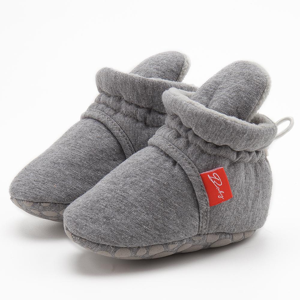 KIDSUN Baby Girls Sock Shoes Infant Boys Autumn Winter Solid Color Cotton Sole Anti-slip Flat Toddler Crib Shoes First Walkers