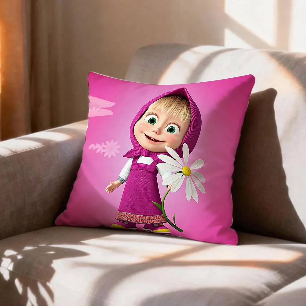 CUTE MMasha And BBears Pillow Case Pattern Printed Pillowcase For Living Room Sofa Cushion Cover