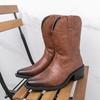 Men’s Mid-Calf Martin Western Cowboy Boots - Breathable, Embroidered, High-Top Pull-On Riding Boots for Autumn and Winter