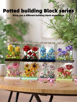 9 kreative Blumenbox-Bausteine Eternal Flower Serie Desktop-Dekorationen Blumenbausteine Geschenkspielzeug und Ornamente