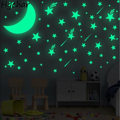 Svítící samolepky na zeď Hvězdy Měsíc Kreativní nálepky do dětské ložnice DIY Obývací pokoj Domácí dekorace Samolepicí Plakáty na vypínač