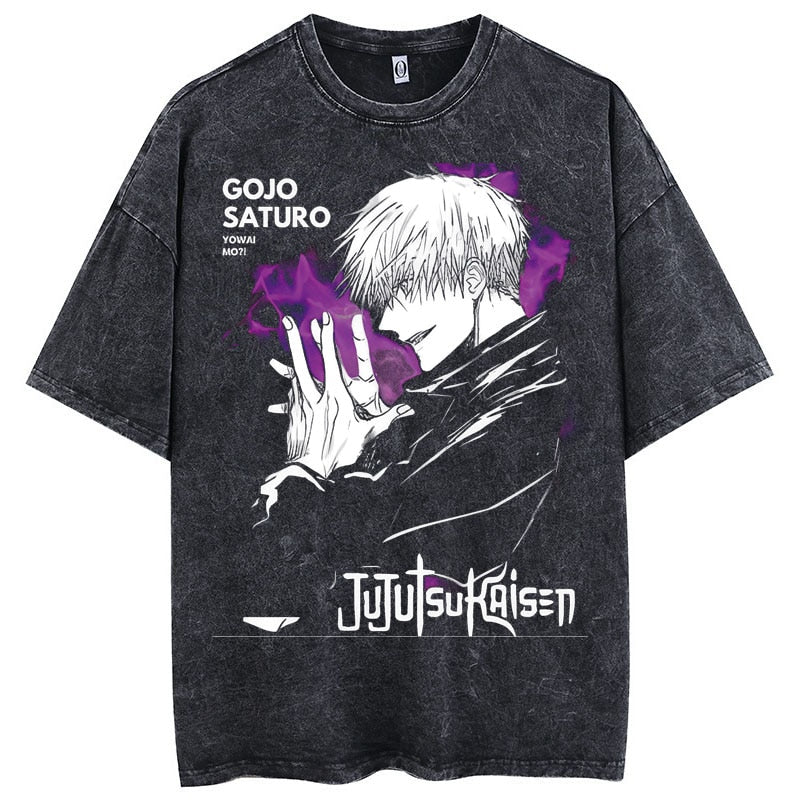 Jujutsu Kaisen Neues Heißes GOJO SATURO Domänenexpansion Herren T-Shirt Reine Baumwolle Hohe Qualität Freizeit Sport Harajuku YK