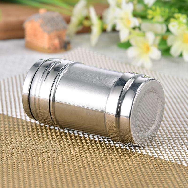 Stainless Steel Seasoning Jar Salt Sugar Shaker With Rotating Cover Condiment Spices Pepper Powder Bottle Container Kitchen Tool