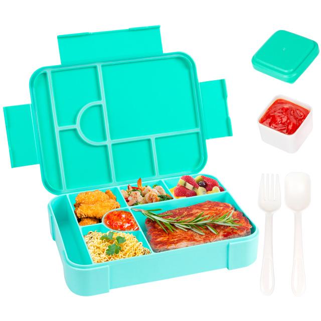 Divided Bento Box Large Capacity Microwave Lunch Box with Fork Spoon Leakproof Food Container For Back To School Camping Kitchen