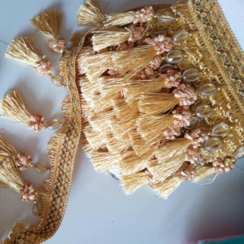3 Meter Crystal Beaded Curtain Tassel Fringe Lace Trimming Sewing Indoor Home Decoration Accessories Craft Upholstery