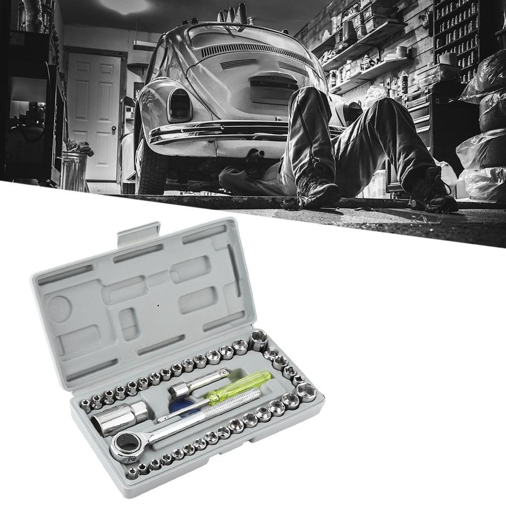 40Pcs Set Car Motorcycle Wrench Socket Set Sleeve Combination Removal Installation Repair Tools
