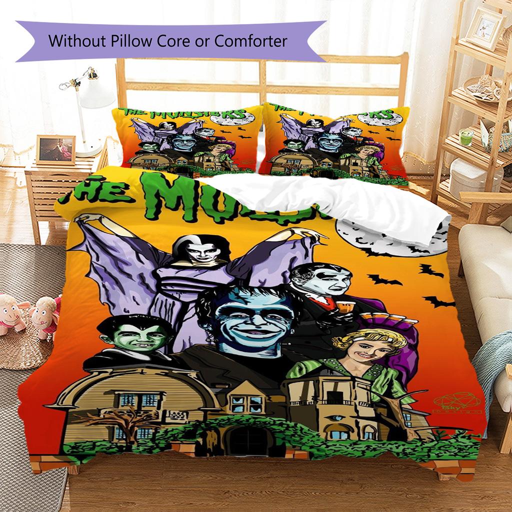 The Munsters Pattern Bedding Set Quilt Cover Pillowcase Home Decor Gift (1 * duvet cover + 2 * pillowcase, without core)