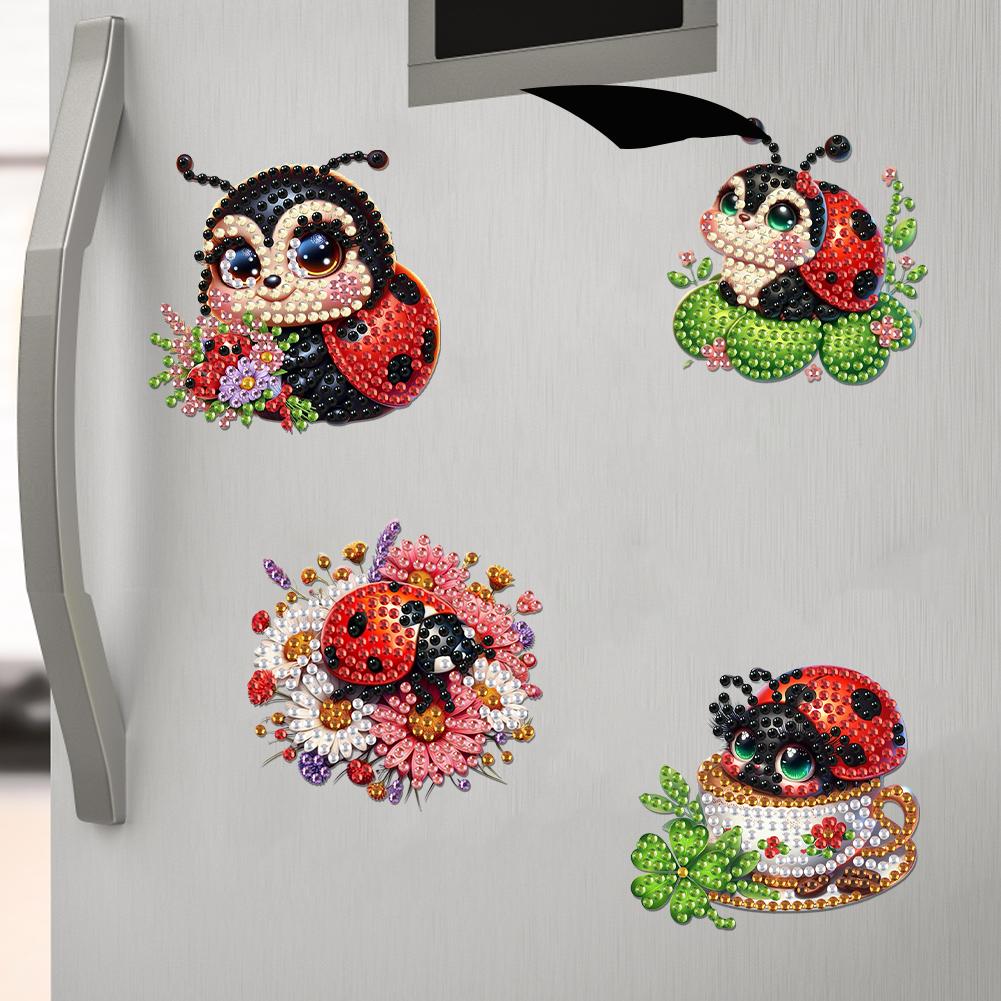 6Pcs Acrylic Bee Diamond Painting Refrigerator Magnet Diamond Painting Fridge Magnet DIY Fridge Stickers for Fridge Whiteboards