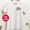 Baby Raccoon Peeking Out of Pocket T-Shirt, Animal Lover Short Sleeve Tee