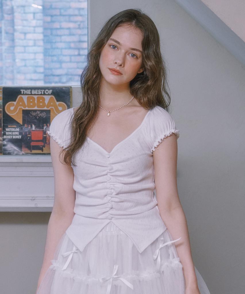 LULUCHOU Lovely Puff Sleeve Blouse - White
