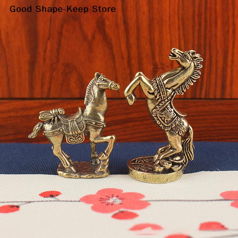 Creative Metal Craft Home Decorations Vintage Brass Horse Statue Desktop Ornament Decoration Zodiac Horse Statue Stereoscopic