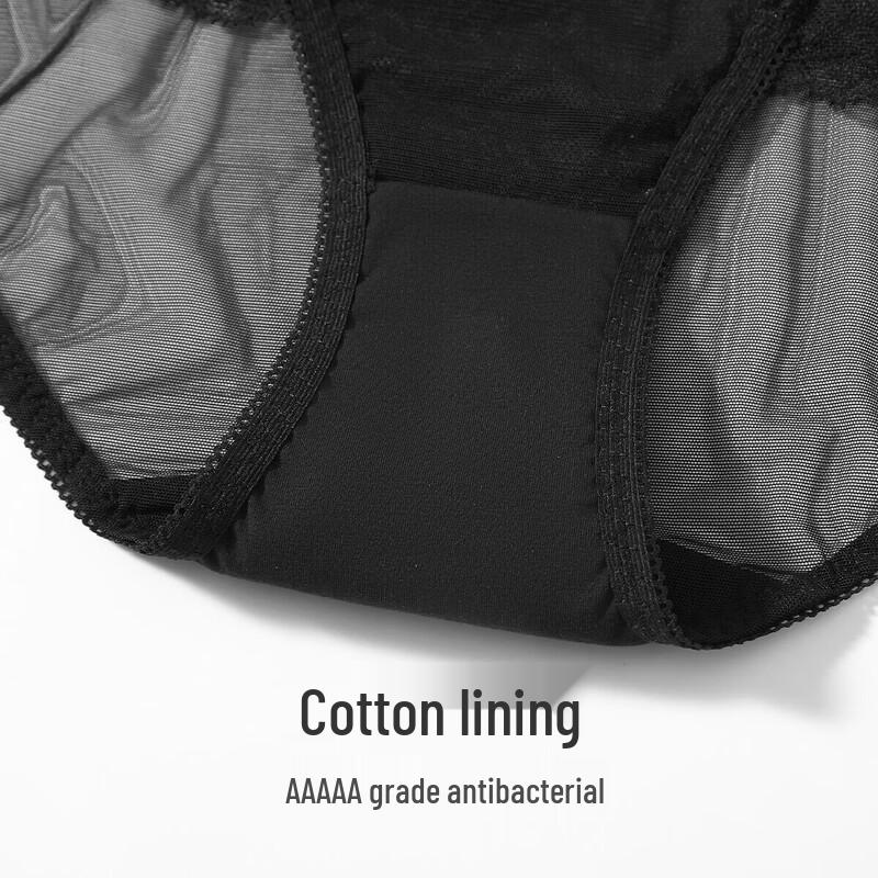 Audifen Women's Ultra-Thin Lace Embroidered Mid-Waist Briefs 2-Pack