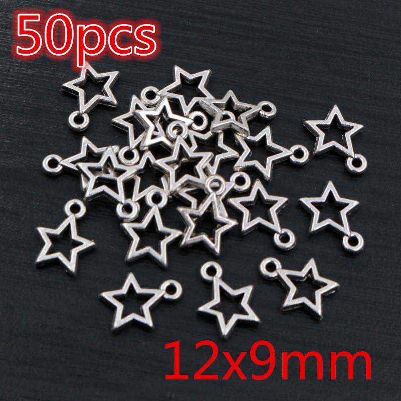New Fashion Antique Silver Plated Bronze Stars Chrams Metal Alloy Pendant Charms for DIY Neckalce Jewelry Making Findings