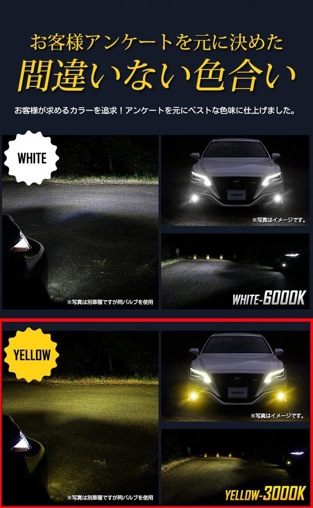 YOURS LED Fog Lamp Replacement Bulbs for Toyota Crown 220 Series, L1B, Yellow 3000 K (Total 2400 lm)