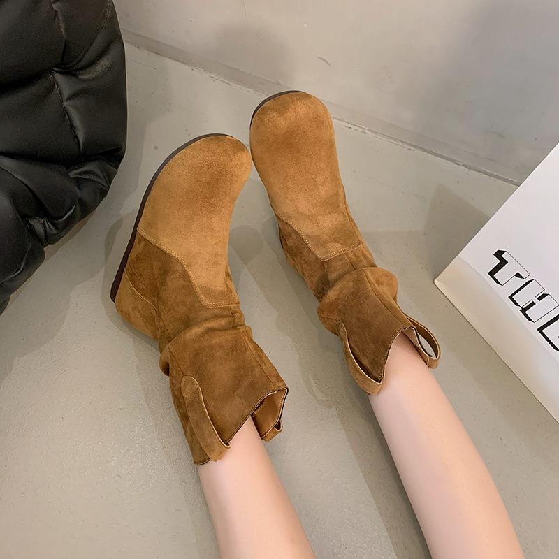 Vintage Lazy Wind Western Pile Boots Women's Autumn and Winter New Martin Boots Women's Knight Boots Short Boots Boots