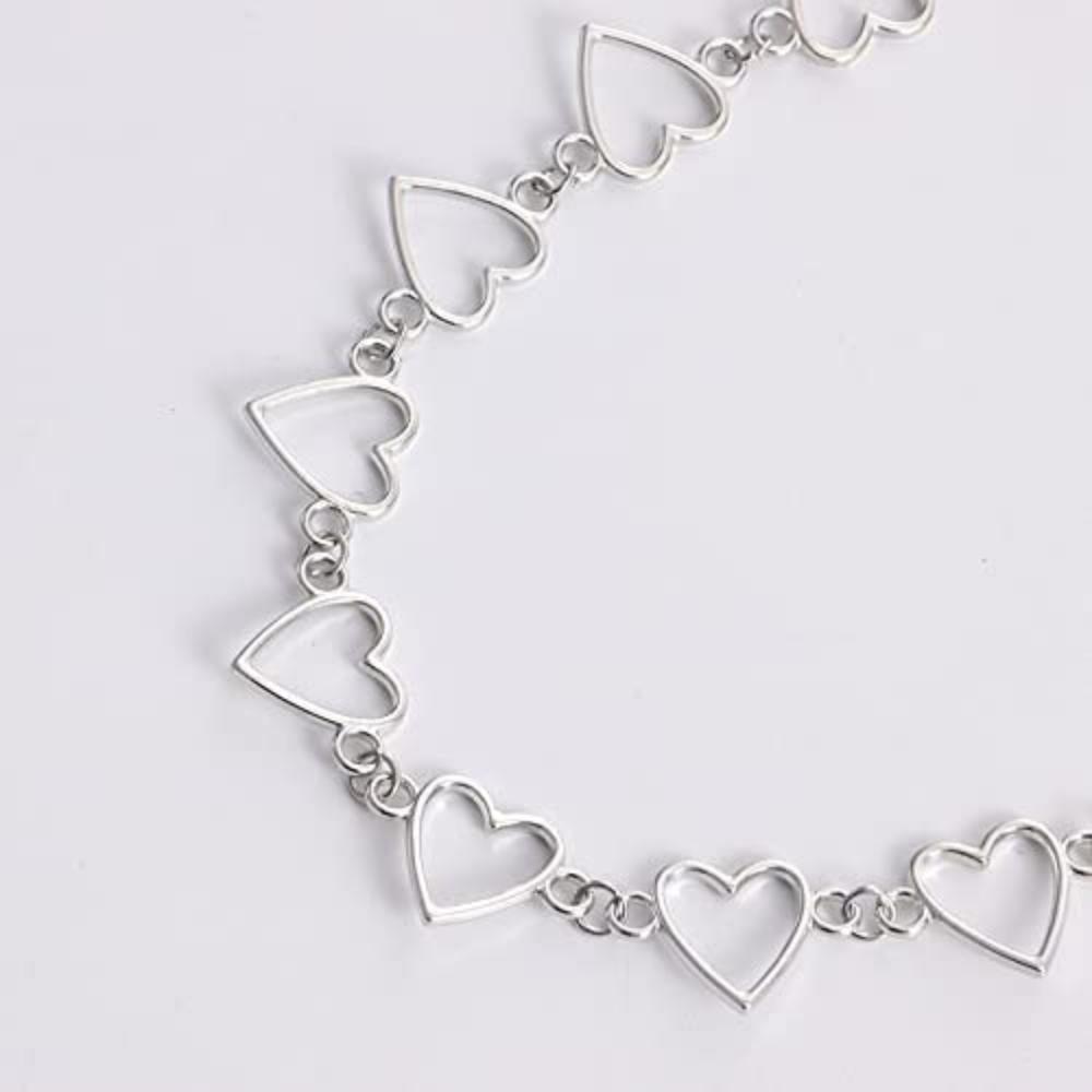 Choker-Halskette mit hohlem Herz für Mädchen und Frauen – geometrisches Herz-Choker-Statement-Halsband für Frauen und Mädchen, Halskette, Schmuck