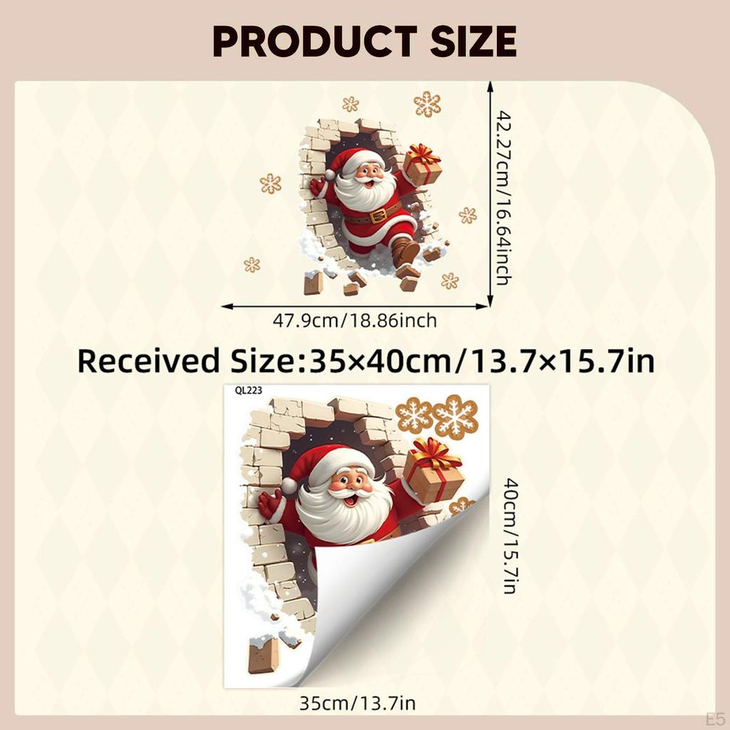 Christmas Wall Stickers Santa Claus Decals Art Decor for Living Room Kitchen
