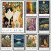 Gustav Klimt Gartenkatze und Fuchs Leinwanddruck Mond und Dorf Klimt Museum Wandkunst Poster Modernes Wohnzimmer Heimdekoration Geschenke