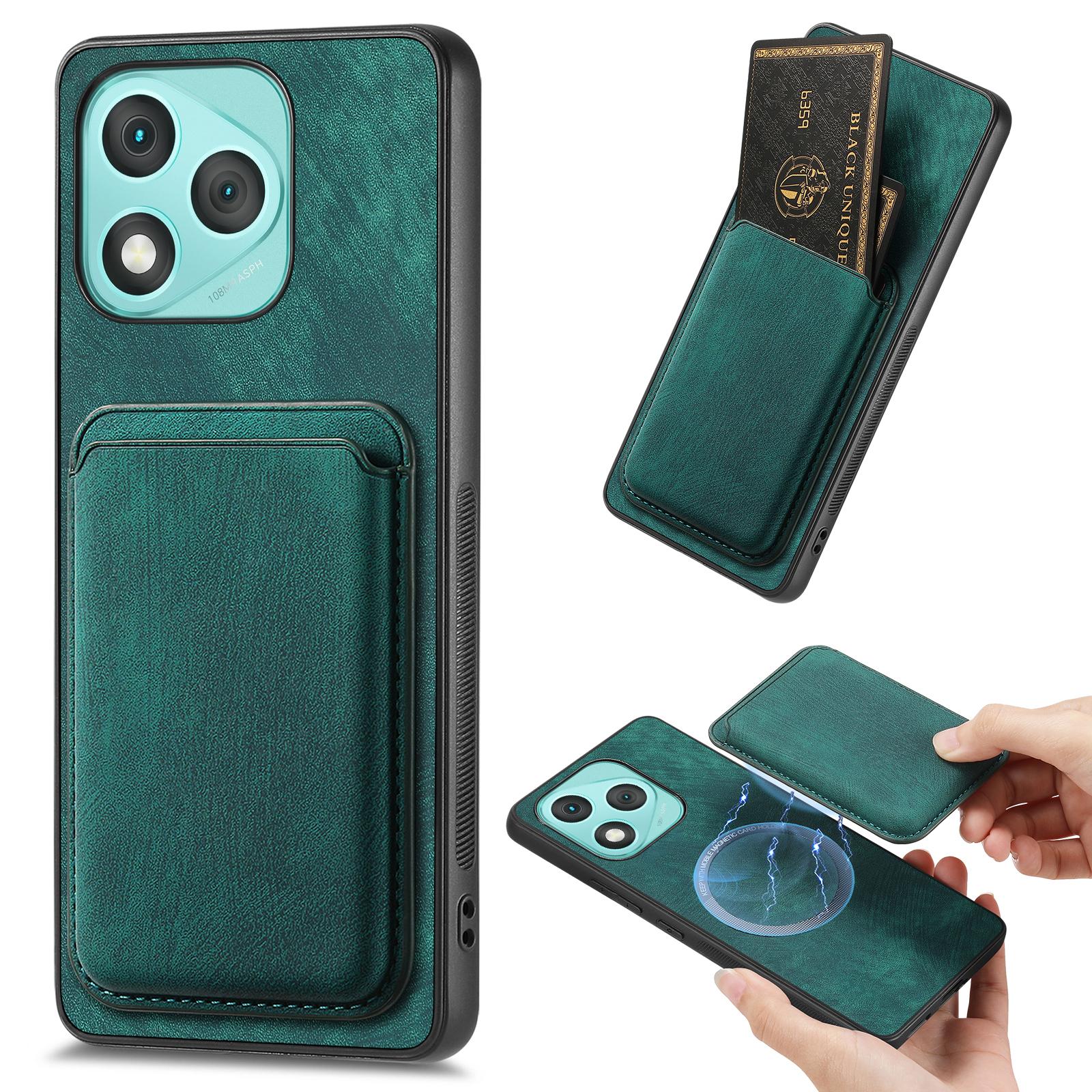 

Чехол для Honor 400 Lite, совместимый с MagSafe, кожаная задняя крышка со съемным держателем для карт Green