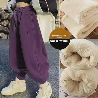 Pantalon de sport d'hiver en polaire épaisse pour enfants – Pantalon de survêtement chaud en peau d'agneau pour garçons et filles