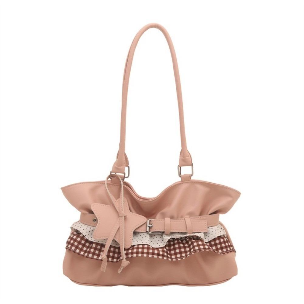 Polka Dot Women Tote Bag Solid Color Underarm Shoulder Bag Unique Balletcore Handbag Daily