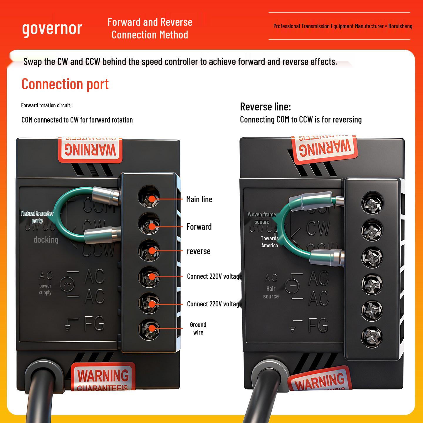 

US-52 Conveyor Belt Single-Phase Motor Speed Controller, 90W-250W, 220V Controller 6W, specify connector type