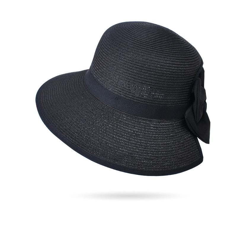 8485 Summer Sunscreen Straw Hat Children's Fashion Bow Sunshade Sunscreen Hat Big Eaves Beach Sun Hat