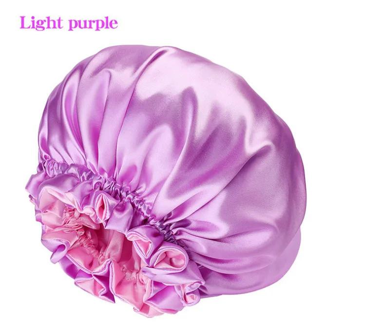New Women's Satin Solid Sleeping Hat Night Sleep Hair Care Bonnet Nightcap Silky Shower Caps Comfortable Flower Band Unisex Cap