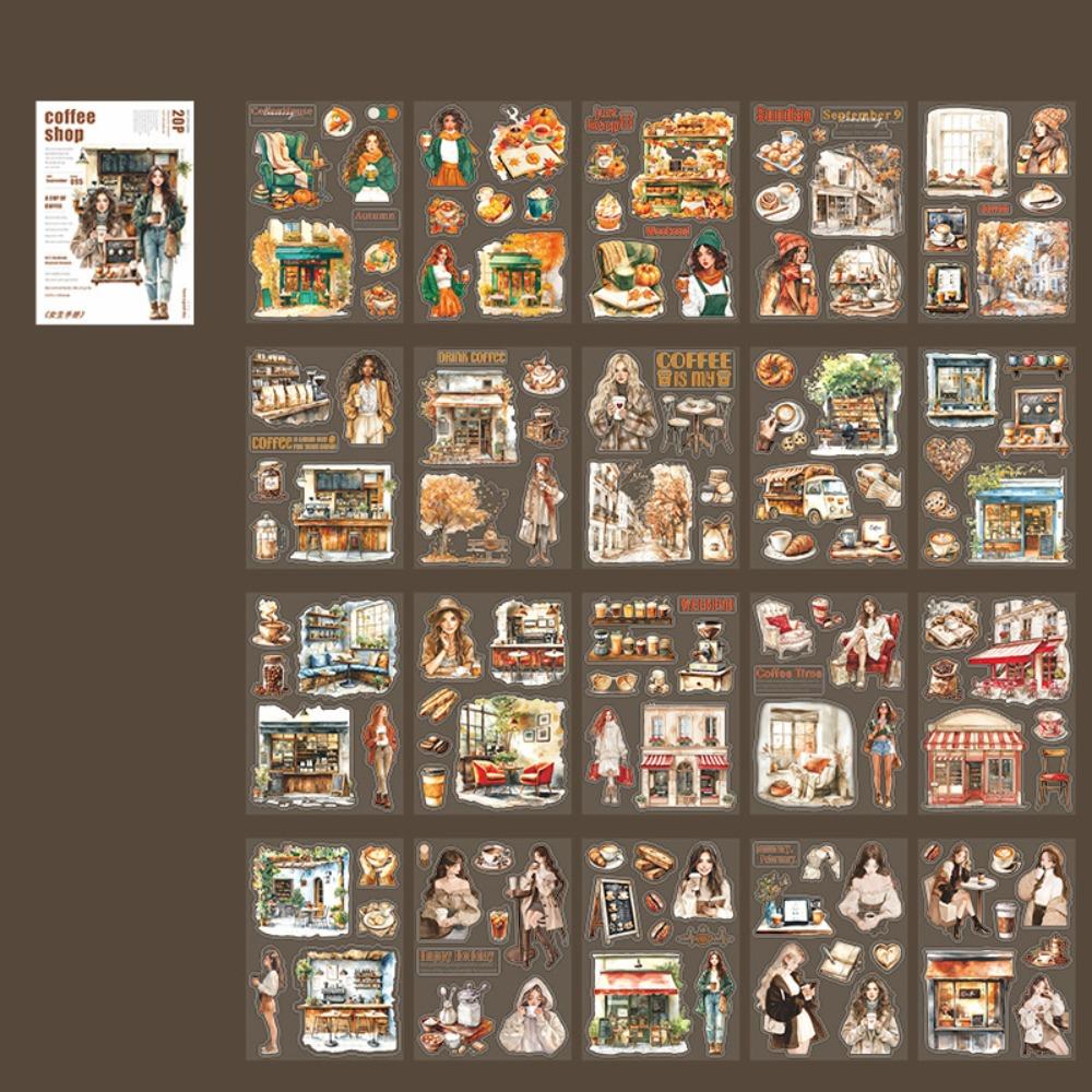 

20 Sheets Girls Life Theme Stickers DIY Collage Decorative PET Girls Handbook Have a Good Day Durable Sticker Book