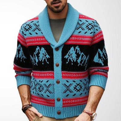 Men's European Retro Jacquard Knit Cardigan - Outdoor Winter Sweater SY0173