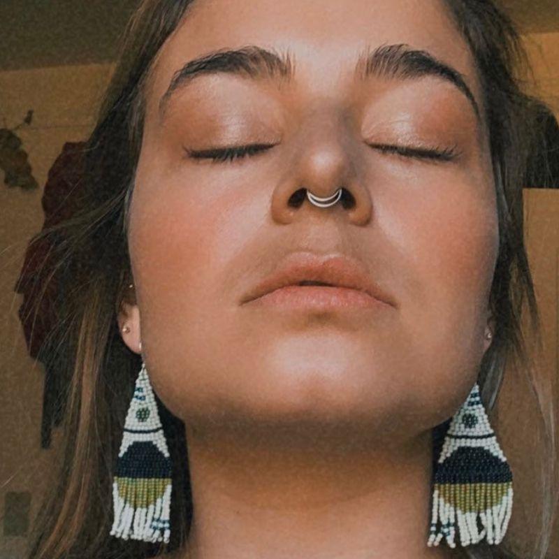 Ring Female Double Layer European and American Style Simple Personality Puncture Hypoallergenic Earring Bone Ring Nose Ring Male Puncture Handsome