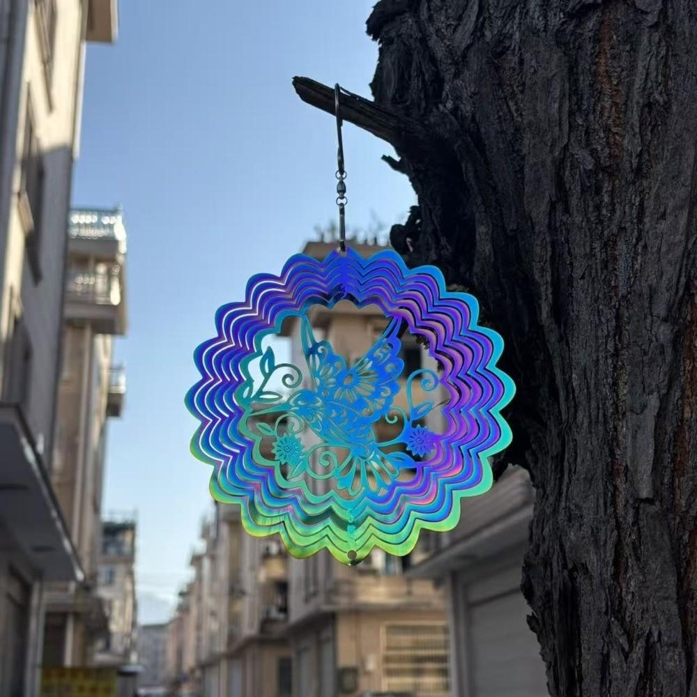 Flowing Light Effect Wind Chime Pendant Colorful Wind Spinner Catcher 3D Rotating Wind Chimes Door