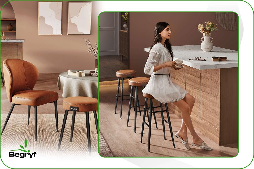 Hoker Brązowy Taboret Do Kuchni Barowy Do Pokoju Nowoczesny Begryf 33X33X76