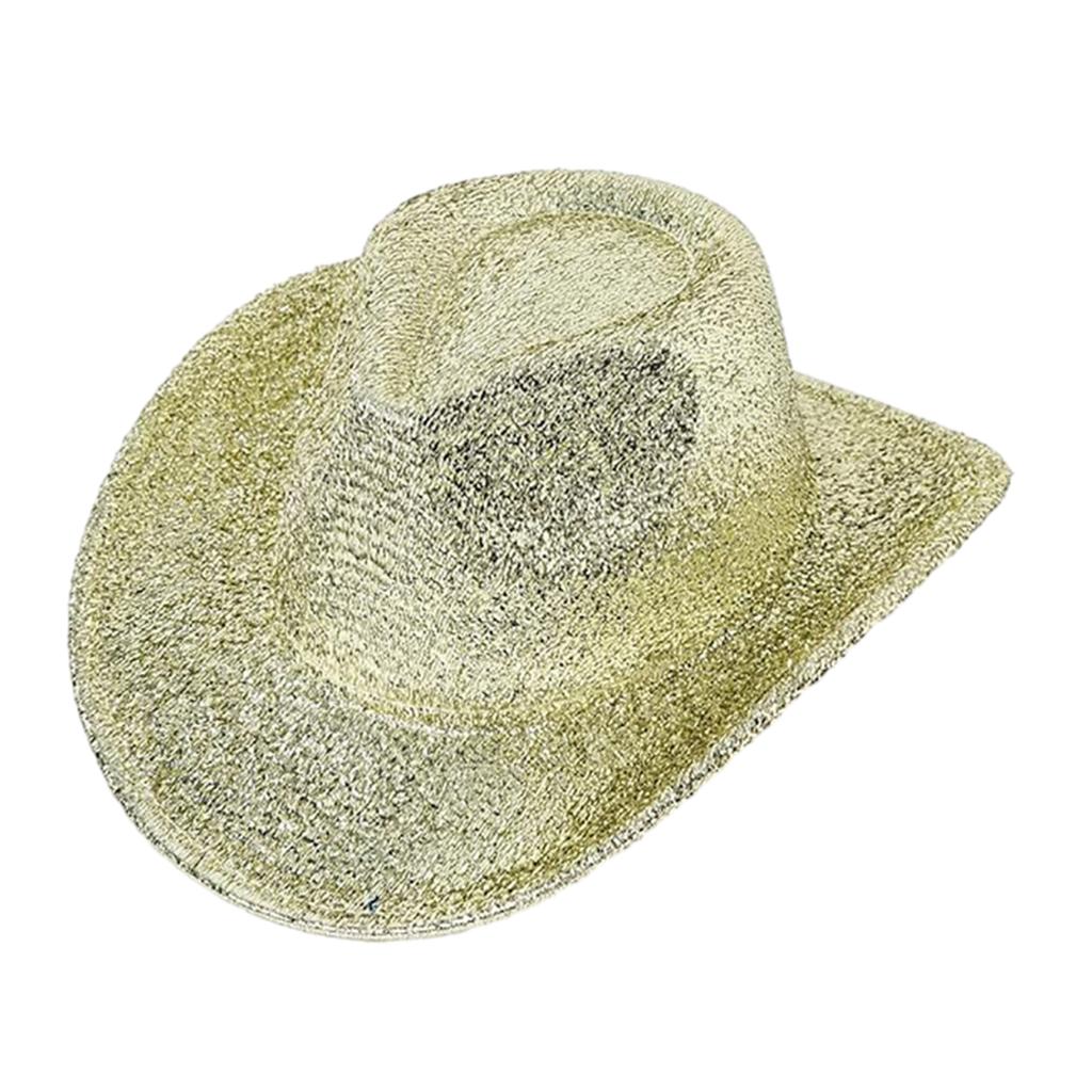Funny Party Hats Cowgirl Hat Glitter Trims Ladies Cowboy Hats for Womens Metalic Disco Cowgirl Hat Glow Hats