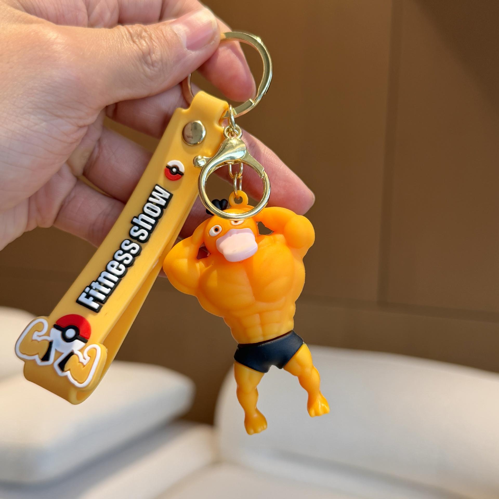

Muscle Pikachu Keychain Set, Cute Anime Figure Key Ring Pendant, Fitness Style Charms for Backpack Bag, Anime Fans Gift 8cm