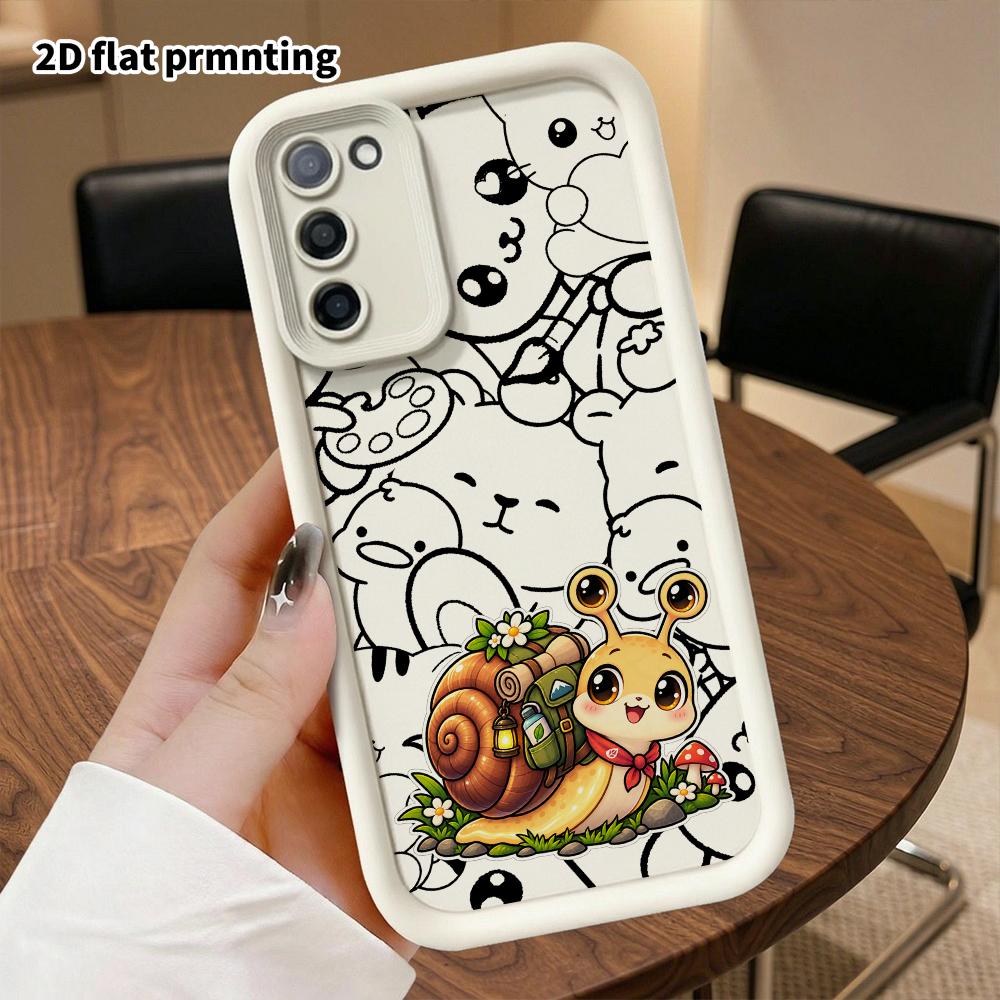 Phone case: 2D flat, suitable for Samsung Galaxy A34 A35 M05 M06 S20 S22 S21 FE Plus 5G protective case, travel snail, perfect Christmas and Halloween