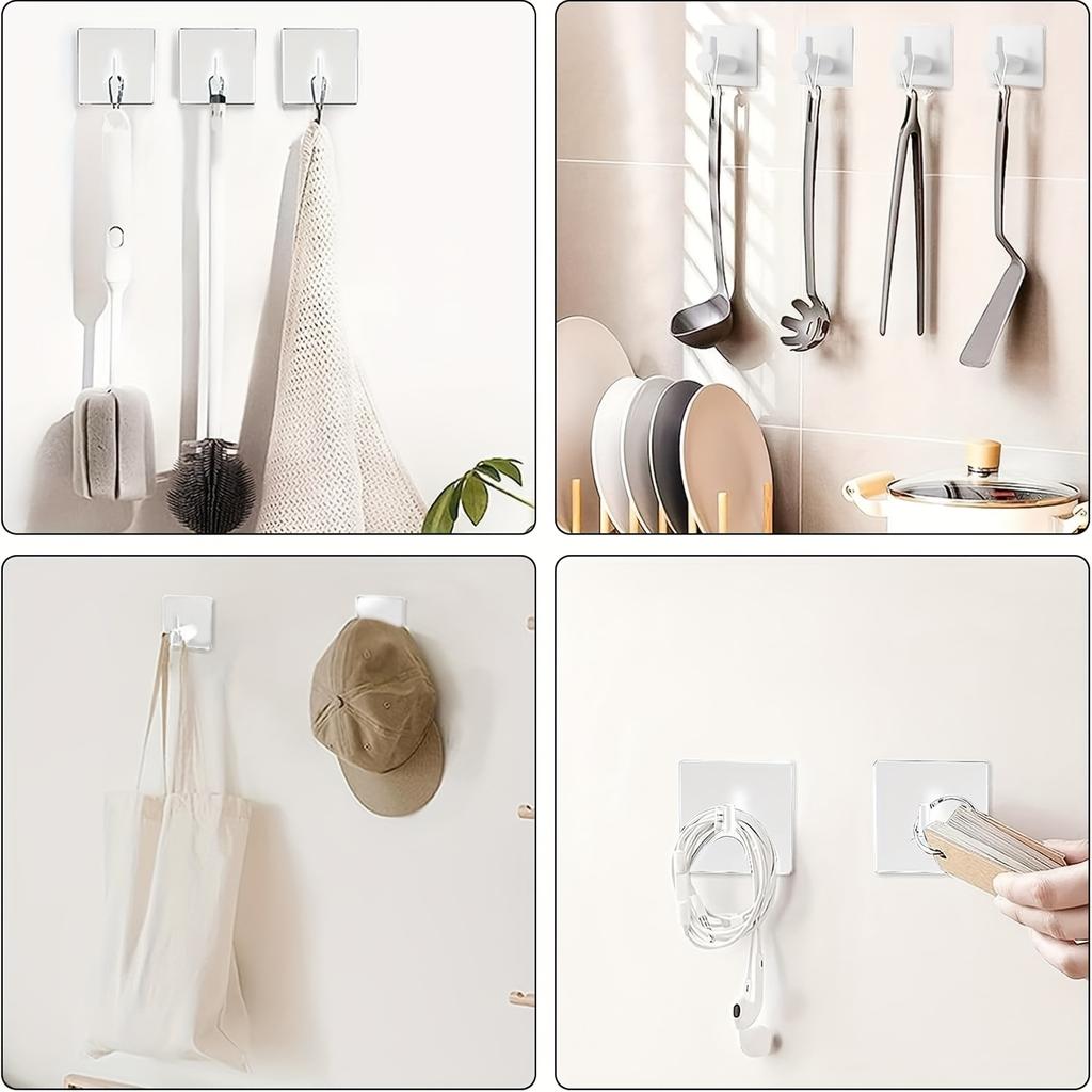 Stainless Steel Wall Hooks Adhesive Cloth Hangers Sponge Towel Rack Kitchen Storage Holder Bathroom Bracket Shower Curtain Hooks