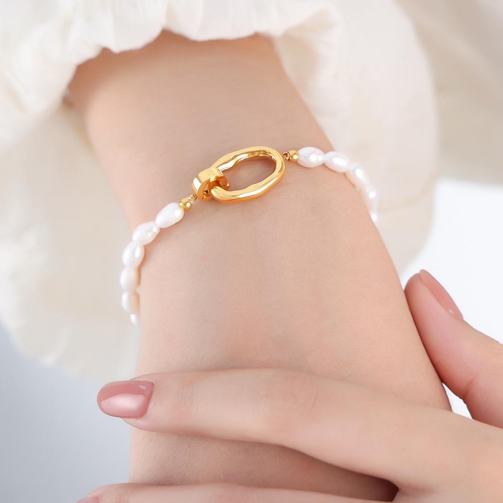 Европейско-американский романтический набор браслет и колье с пресноводным жемчугом